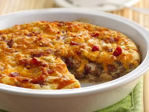 Impossibly Easy Bacon Cheeseburger Pie