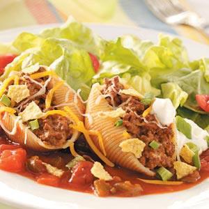 Taco Filled Pasta Shells  (Freezer Meal)